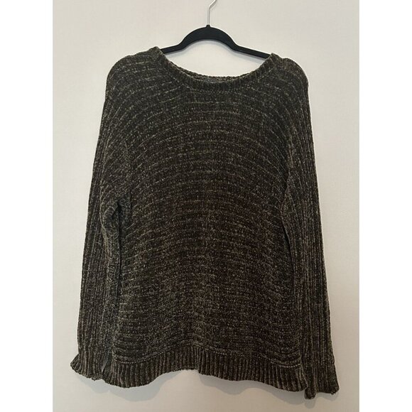 Cyrus Chenille Ribbed Oversized Sweater Womens M Forest Green Boatneck Chunky - Picture 1 of 7